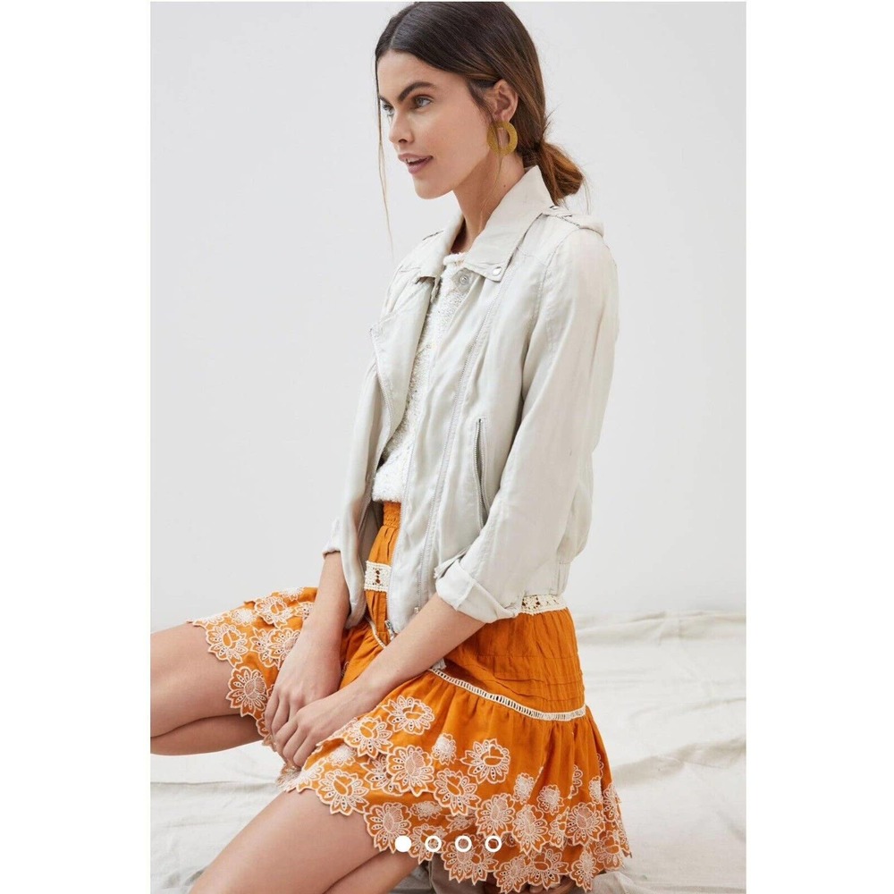 NWOT Anthropologie Blank NYC Breezy Moto Jacket Size XL White Sand Tan - Picture 2 of 13